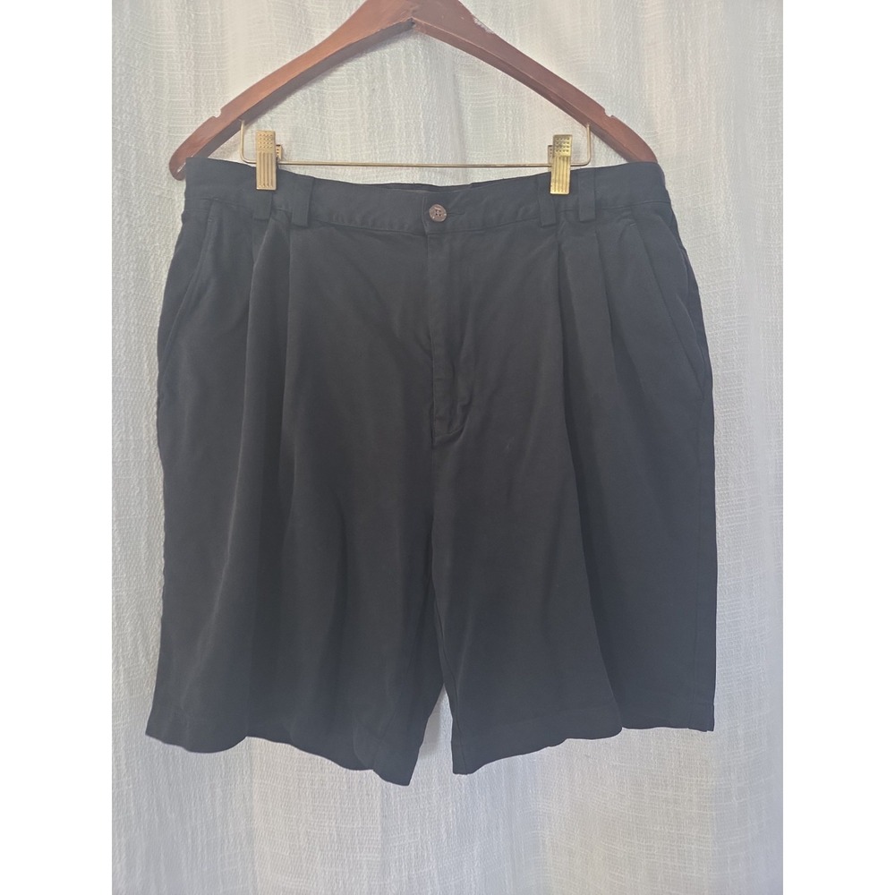 Tommy Bahama Relax Black Silk Pleated Chinos Mens shorts 36" Inseam 8"